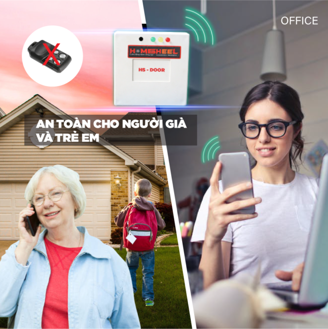 Thiết bị đóng mở cửa cuốn bằng điện thoại