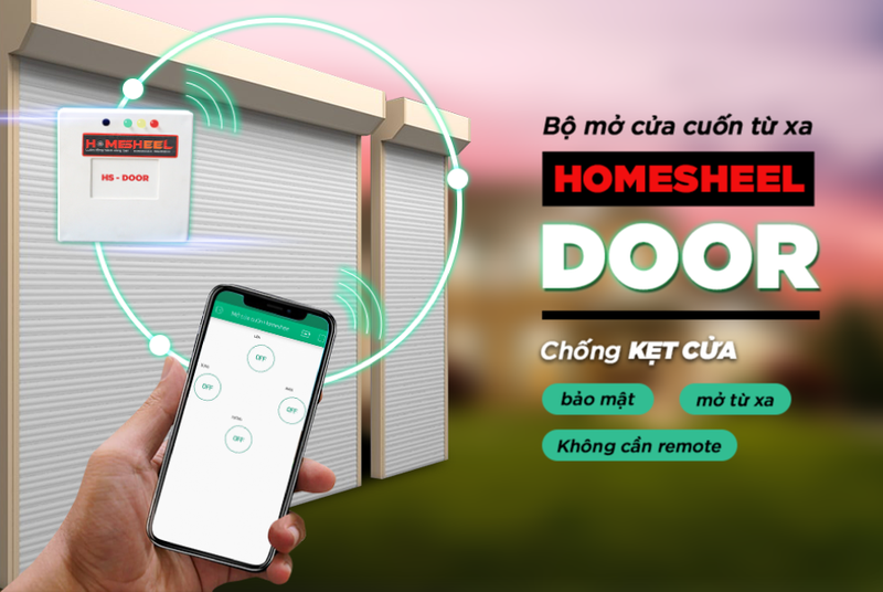 Bộ điều khiển cửa cuốn bằng điện thoại Homesheeel door